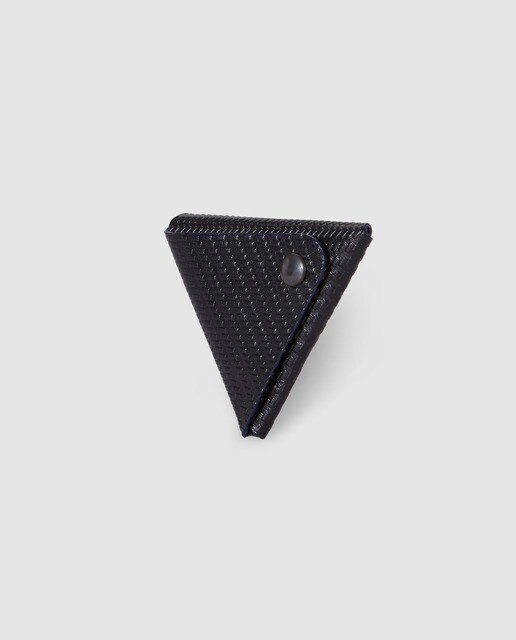 Monedero triangular de hombre Alep de piel grabada azul marino con clic
