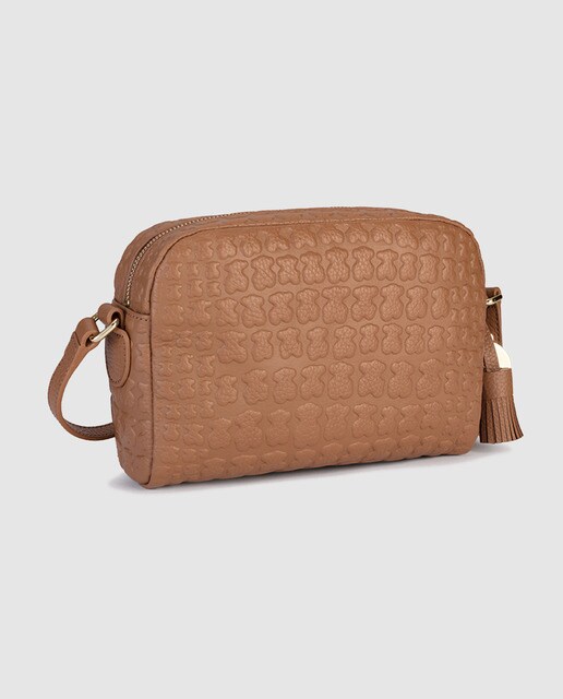 Bandolera mini de mujer Tous Sherton de piel vacuna en marrón