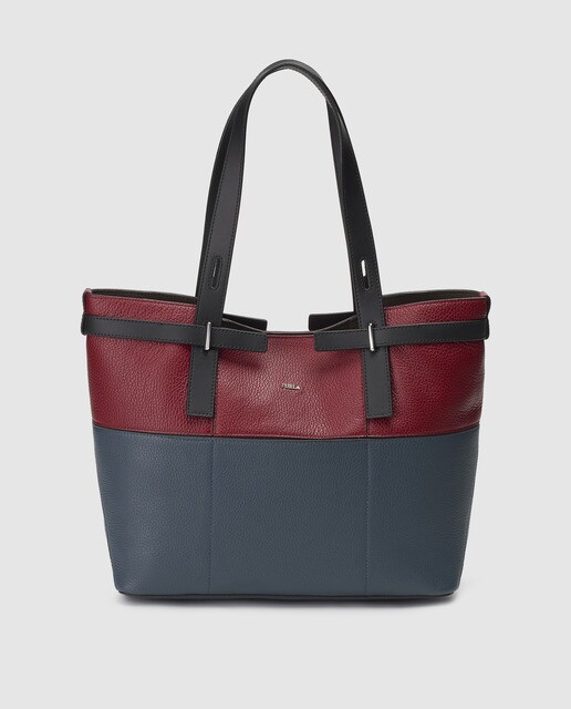 Tote mediano Furla Fiamma de piel en rojo y azul con imán