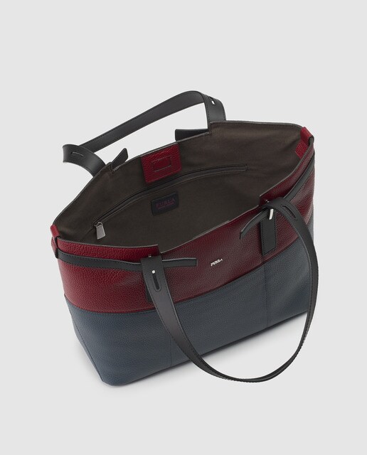 Tote mediano Furla Fiamma de piel en rojo y azul con imán
