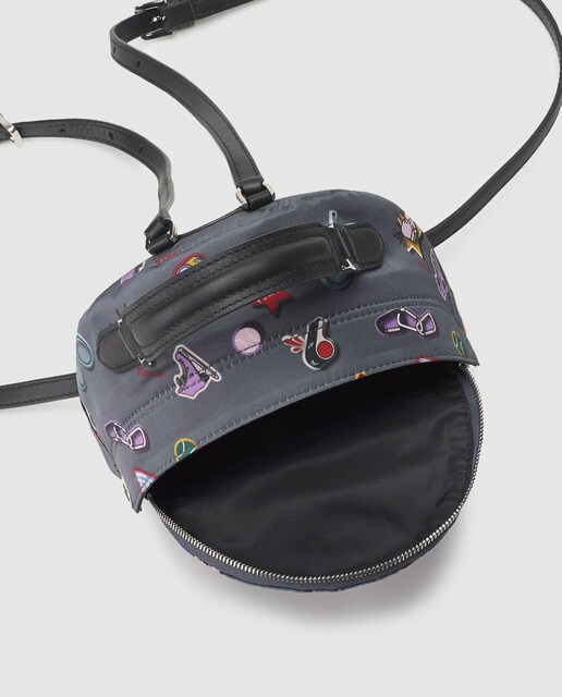 Bandolera mini de mujer Furla Favola de nylon y piel en gris con estampado all over
