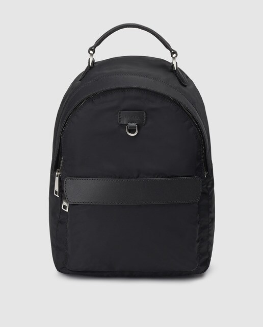 Mochila pequeña de mujer Furla Favola de piel y nylon en negro