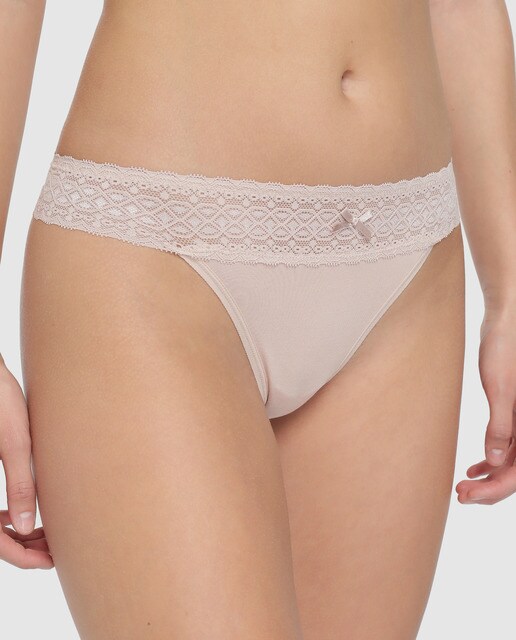 Pack de tres tangas Les Cotons Variance con puntilla y lazo