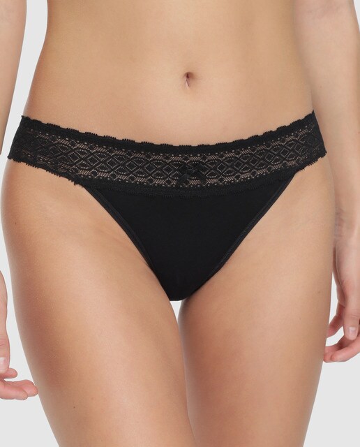 Pack de tres tangas Les Cotons Variance con puntilla y lazo