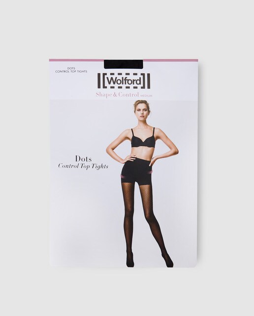 Panty moldeador Wolford de rejilla con estampado de lunares