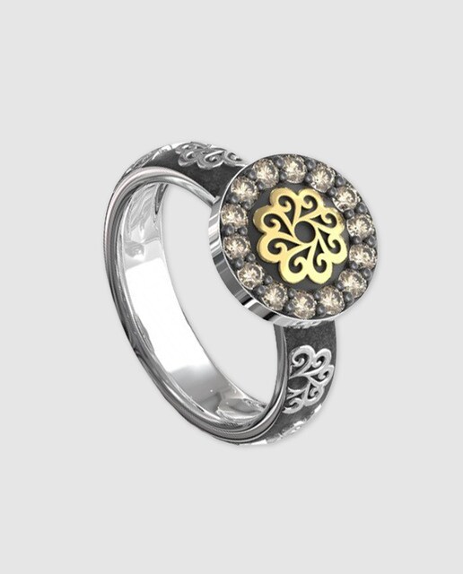 Anillo Bohemme Soul Collection de plata con circonita beige