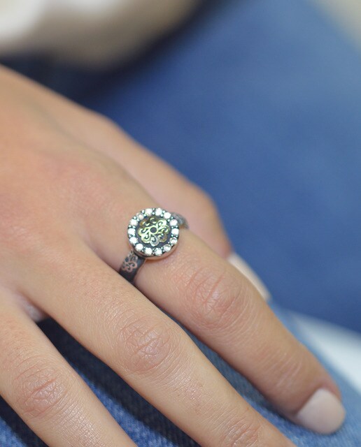 Anillo Bohemme Soul Collection de plata con circonita beige