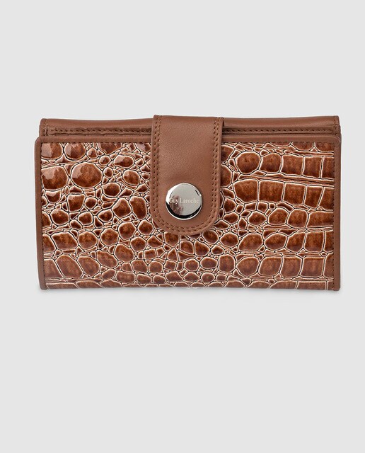 Set de cartera y monedero Guy Laroche en marrón con grabado coco