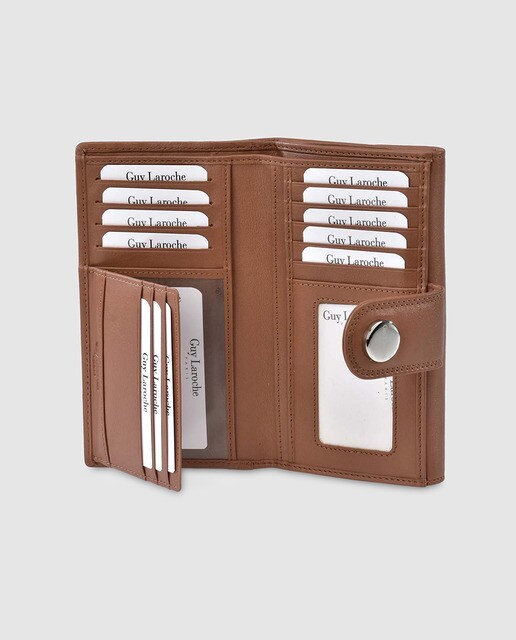 Set de cartera y monedero Guy Laroche en marrón con grabado coco