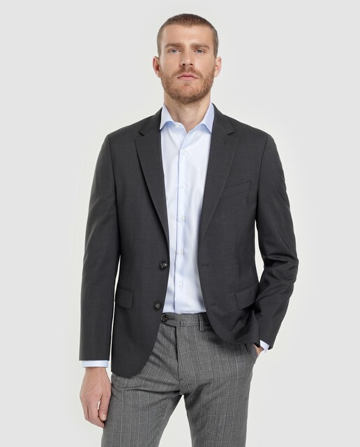 Chaqueta de traje de hombre Tommy Tailored regular liso gris
