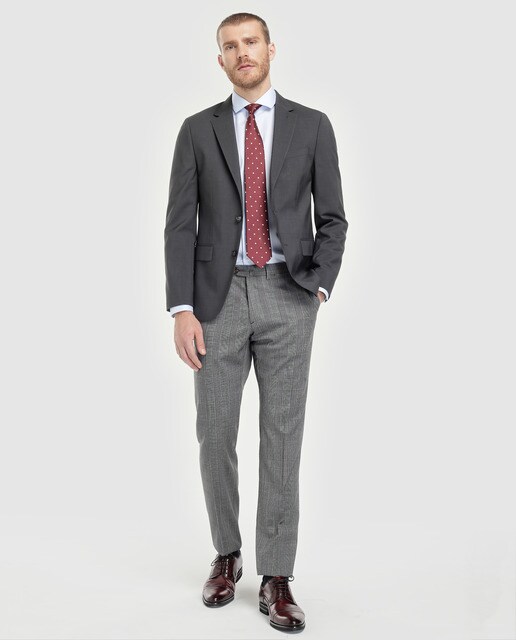 Chaqueta de traje de hombre Tommy Tailored regular liso gris