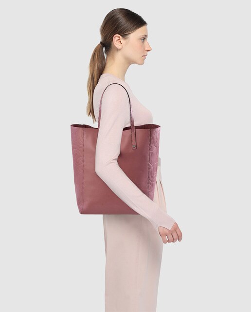 Tote Gloria Ortiz Sofia de piel en rosa con bolsillo interior