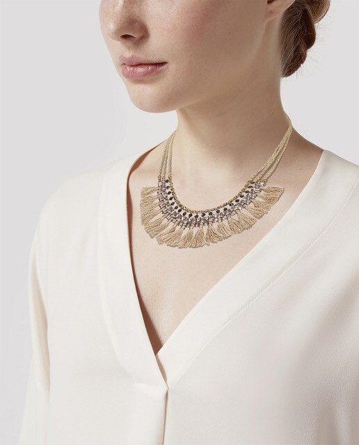 Collar El Corte Inglés de flecos en beige