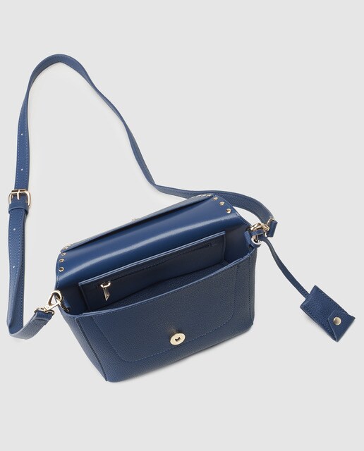 Bandolera mini de mujer El Corte Inglés en azul marino con tachas
