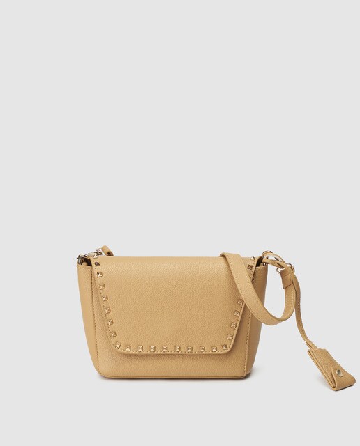 Bandolera mini de mujer El Corte Inglés en camel con tachas