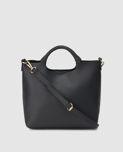 Bolso de mano El Corte Inglés en negro con asas trenzadas