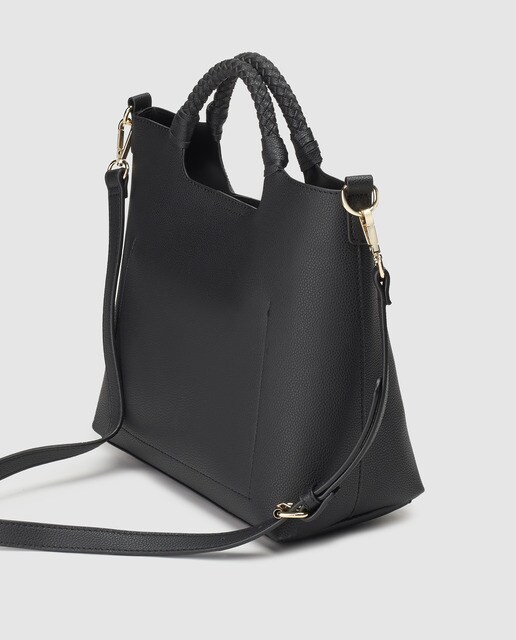 Bolso de mano El Corte Inglés en negro con asas trenzadas