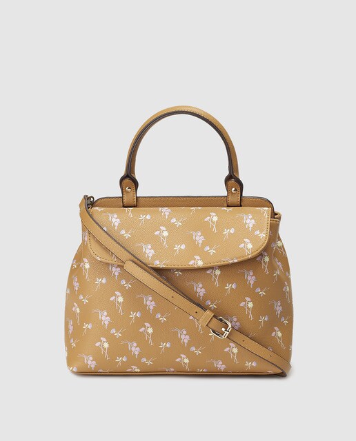 Bolso de mano El Corte Inglés en camel con print floral
