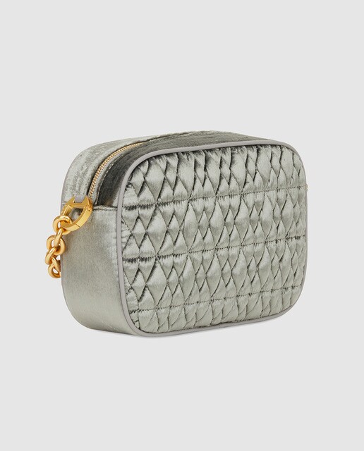 Bandolera mini de mujer Furla Cometa de terciopelo gris con cremallera