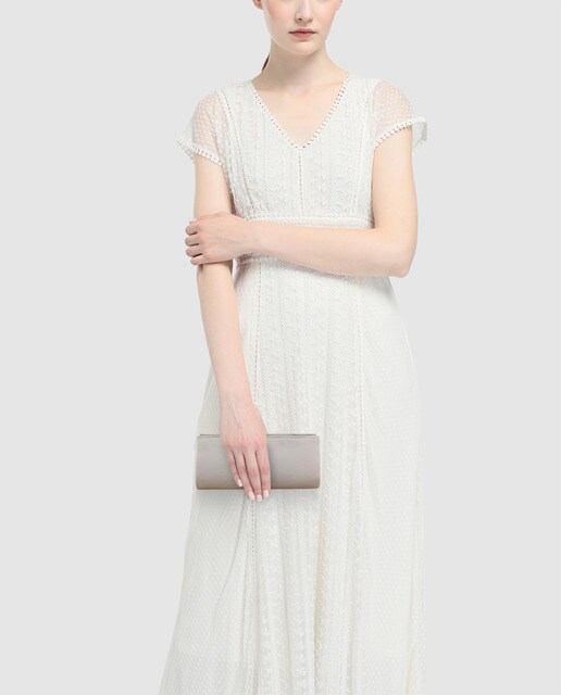 Clutch de fiesta Menbur beige de raso
