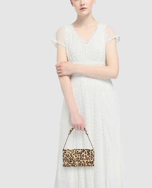 Cartera de mano de fiesta Menbur de piel estampado animal print de leopardo