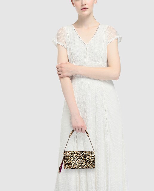Cartera de mano de fiesta Menbur de piel estampado animal print de leopardo