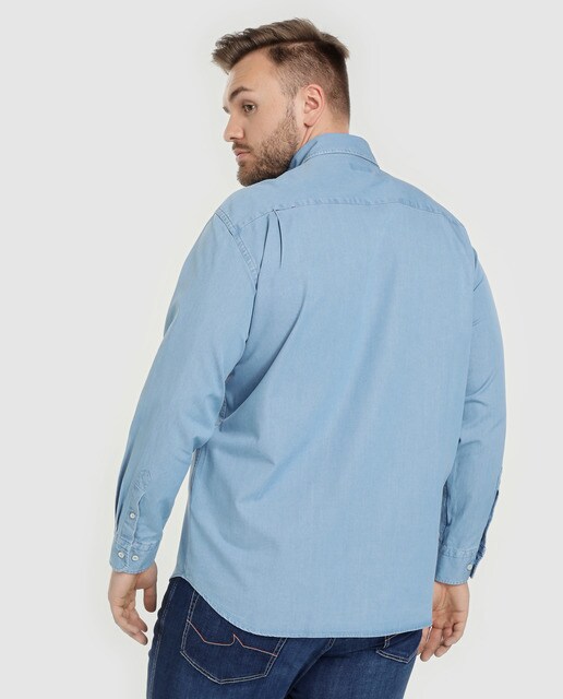 Camisa de hombre Paul & Shark classic lisa azul tallas grandes