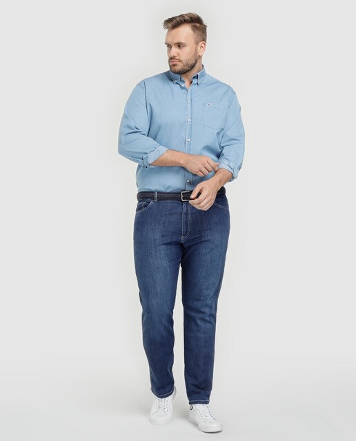 Camisa de hombre Paul & Shark classic lisa azul tallas grandes