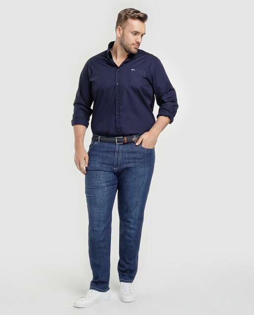 Camisa de hombre Paul & Shark classic lisa azul tallas grandes