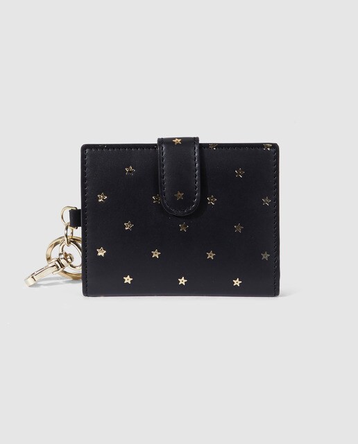 Tarjetero de mujer El Corte Inglés de piel en negro con estrellas