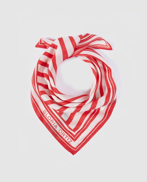 Bandana de seda Gloria Ortiz a rayas en rojo