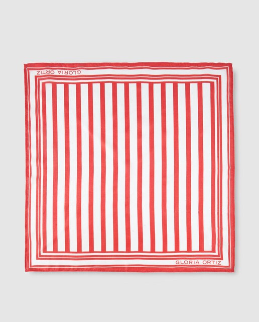 Bandana de seda Gloria Ortiz a rayas en rojo