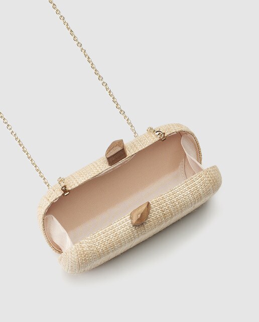 Clutch de fiesta ovalado El Corte Inglés de papel en natural