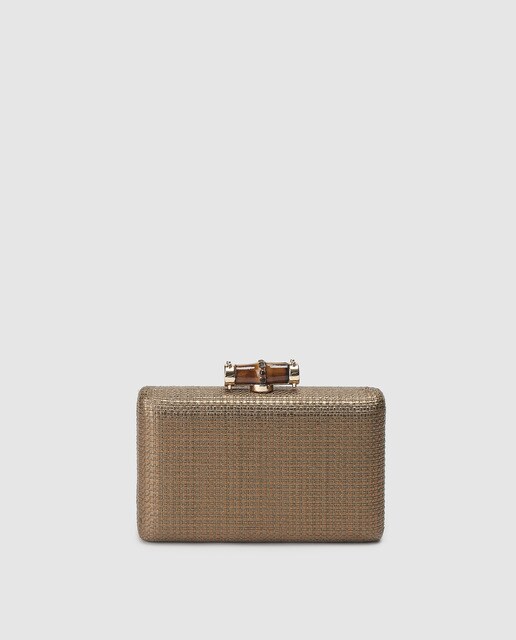 Clutch de fiesta El Corte Inglés de papel en marrón con cierre bambú