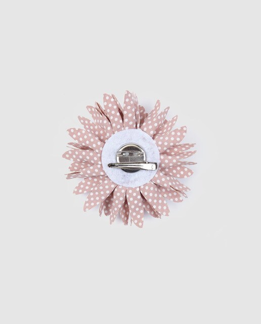 Pinza pico pato Siena de flor grande rosa con topos