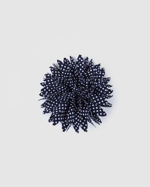 Pinza pico pato Siena de flor grande azul marino con topos