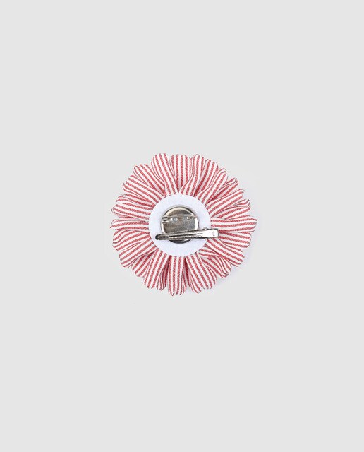 Pinza pico pato Siena de flor a rayas en blanco y rojo