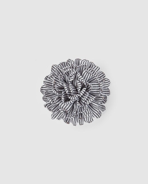Pinza pico pato Siena de flor a rayas en blanco y negro
