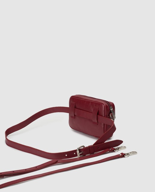 Bandolera de mujer Ruano de piel burdeos con cremallera