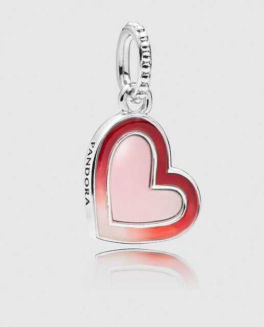 Charm colgante Pandora Corazón de Amor Asimétrico plata y esmalte