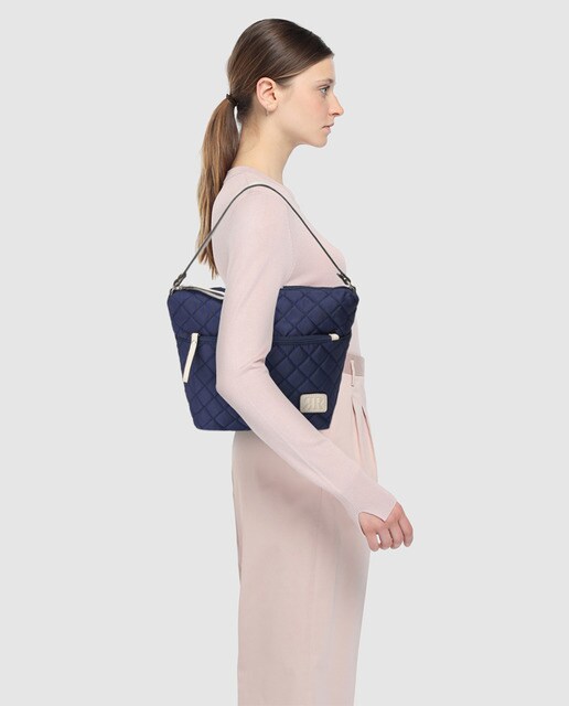 Bolso de hombro acolchado Piel Morena de nylon azul con cremallera