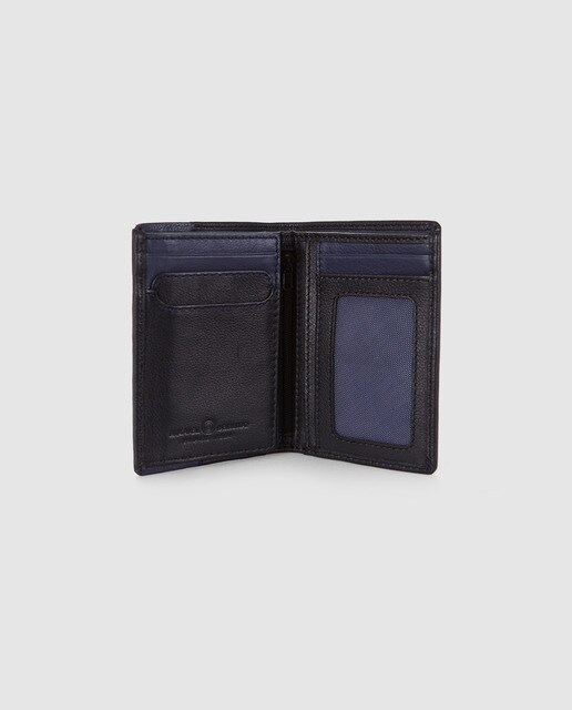 Cartera vertical de hombre Miguel Bellido de piel en negro con monedero