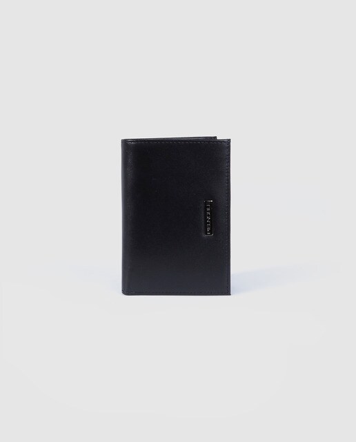 Cartera vertical de hombre Piel Noble de piel en negro