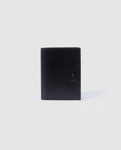 Cartera vertical de hombre Piel Noble de piel en negro