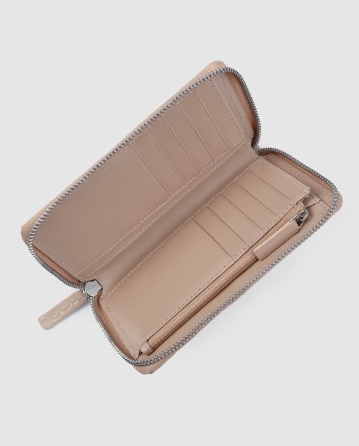 Cartera mediana de mujer El Corte Inglés de piel en nude con efecto coco