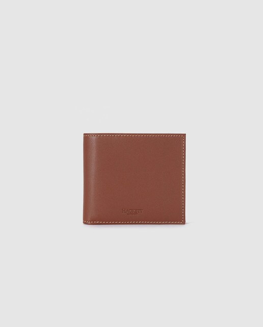 Cartera de hombre Hackett de piel en marrón con monedero