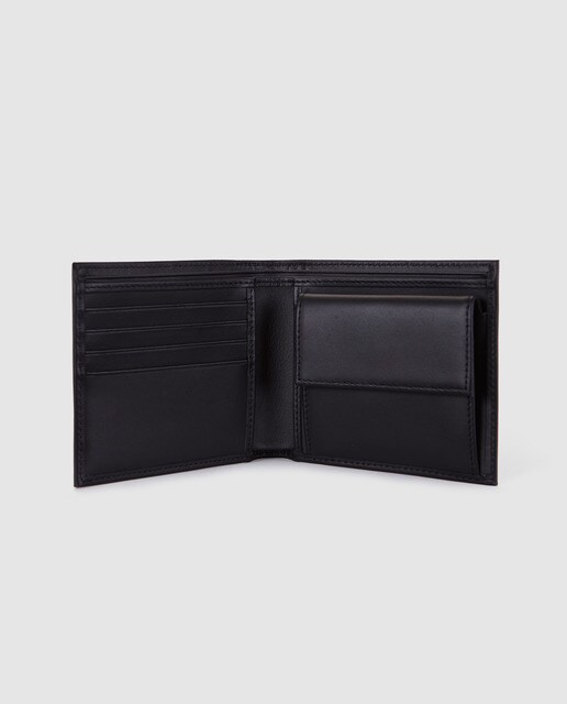 Cartera de hombre Hackett de piel en negro con monedero