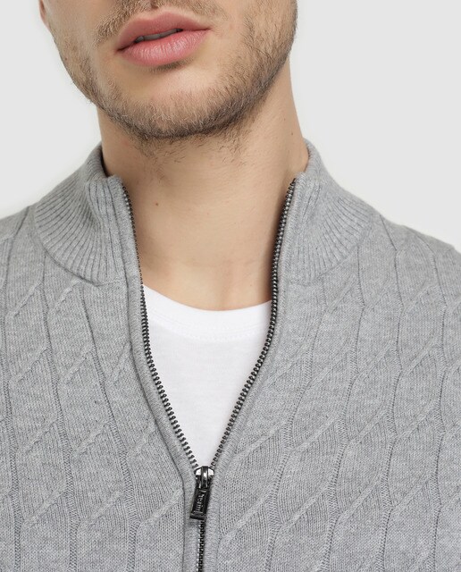 Chaqueta de punto de hombre Dustin azul con cremallera