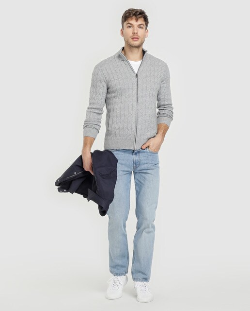Chaqueta de punto de hombre Dustin azul con cremallera