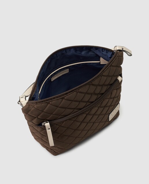 Bolso de hombro pequeño acolchado Piel Morena de nylon en marrón con cremallera